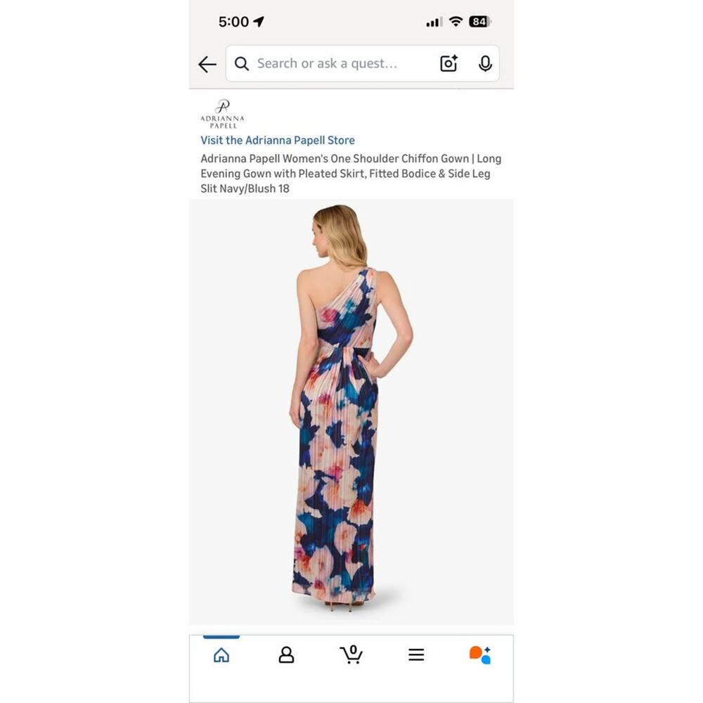 New One Shoulder Floral Chiffon Gown Size 8 - Picture 4 of 8
